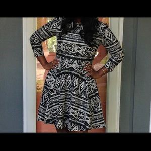 Black and white flare dress